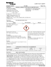 Lithium Flouride Material Safety Data Sheet