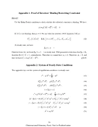 Proof of Investors' Binding Borrowing Constraint Appendix 2: System Of