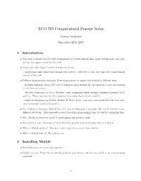 Introduction to Matlab Notes