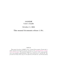 OOMMF User's Guide October 2, 2001 This Manual Documents Release