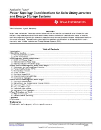 Power Topology Considerations for Solar String Inverters and Energy Storage Systems