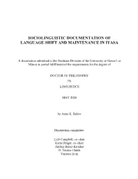 Sociolinguistic Documentation of Language Shift and Maintenance in Iyasa