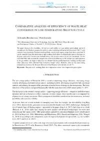 Comparative Analysis of Effeciency of Waste Heat Conversioninlow-Temperature Brayton Cycle