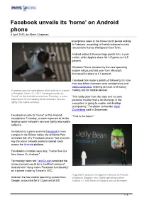 Facebook Unveils Its 'Home' on Android Phone 4 April 2013, by Glenn Chapman