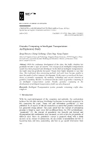 Granular Computing in Intelligent Transportation: an Exploratory Study