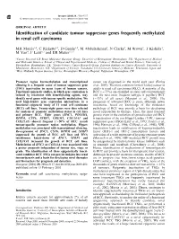 Identification of Candidate Tumour Suppressor Genes Frequently
