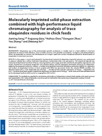 Molecularly Imprinted Solidphase Extraction Combined With
