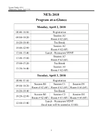 Nets 2018 Program At-A-Glance
