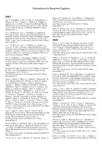 Publications for Benjamin Eggleton 2021 2020