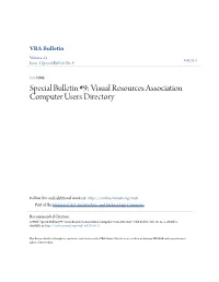 Special Bulletin #9: Visual Resources Association Computer Users Directory