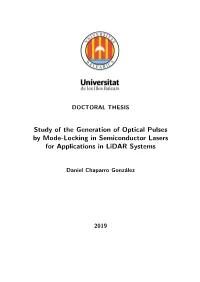 Study of the Generation of Optical Pulses by Mode-Locking in Semiconductor Lasers for Applications in Lidar Systems