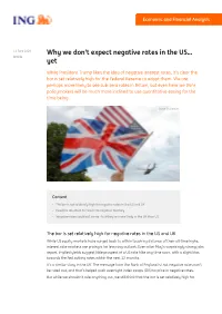 Why We Don't Expect Negative Rates in the US…