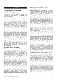 LECTURE Marie Stopes Made to Geological Science