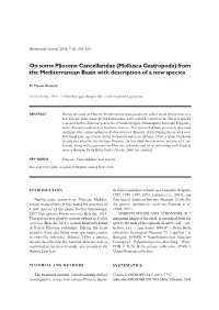 On Some Pliocene Cancellaridae (Mollusca Gastropoda) from the Mediterranean Basin with Description of a New Species