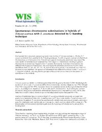 Spontaneous Chromosome Substitutions in Hybrids of Triticum Aestivum with T. Araraticum Detected by C-Banding Technique