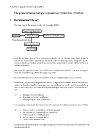 The Place of Morphology in Grammar: Historical Overview