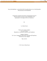 Violent Writing: a Quantitative Examination of an Unexplored High School Phenomenon