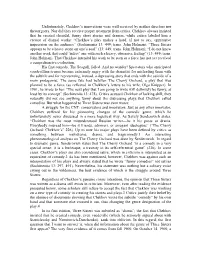 Week I. Chekhov on His Play