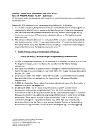 1 Standing Committee on Environment and Public Affairs Your Ref: A703078, Petition No. 074 – Submission All Documents And