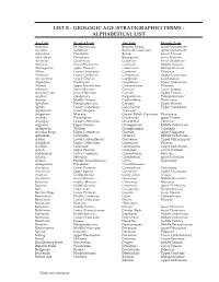 Alphabetical List