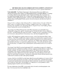 DEP RELEASES ORANGE CREEK BASIN MANAGEMENT ACTION PLAN --Program Moves Aggressively Forward with Cooperation of Local, Regional Stakeholders