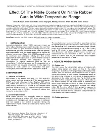 Effect of the Nitrile Content on Nitrile Rubber Cure in Wide Temperature Range
