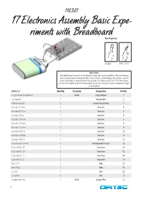 17 Electronics Assembly Basic Expe- Riments with Breadboard