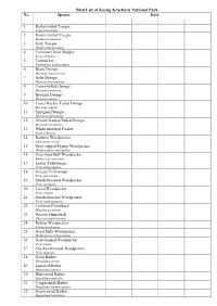 Bird List of Kaeng Kracharn National Park No