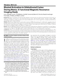 Blunted Activation in Orbitofrontal Cortex During Mania: a Functional Magnetic Resonance Imaging Study Lori L