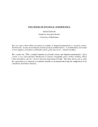 Two Notes on Financial Mathematics