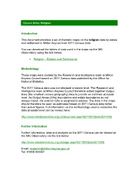 Introduction This Document Provides a Set of Thematic Maps on the Religion