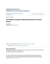 Novel Mobile Computation Offloading Framework for Android Devices