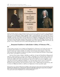 Benjamin Franklin and Cadwallader Colden Correspond on Science