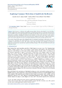 Exploring Consumer Motivation at Small-Scale Ski Resorts