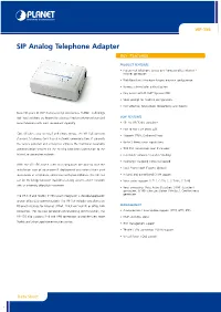 SIP Analog Telephone Adapter Key Features
