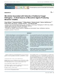 Microbiota Associated with Sclerotia of Soilborne Fungal Pathogens – a Novel Source of Biocontrol Agents Producing Bioactive Volatiles