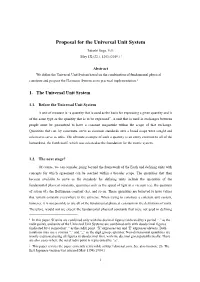 Proposal for the Universal Unit System