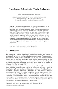 Cross-Domain Embedding for Vaadin Applications