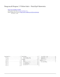 Dungeons & Dragons 3.5 Edition Index – Druid Spell Summaries