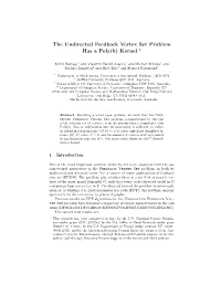 The Undirected Feedback Vertex Set Problem Has a Poly(K) Kernel *