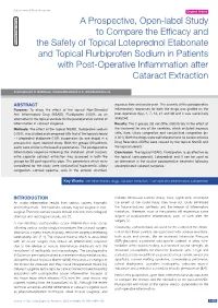 A Prospective, Open-Label Study to Compare the Efficacy and The
