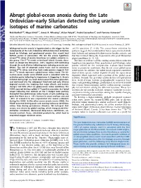 Abrupt Global-Ocean Anoxia During the Late Ordovician–Early Silurian Detected Using Uranium Isotopes of Marine Carbonates