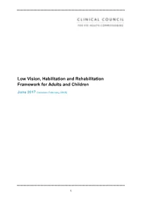 CCEHC Low Vision, Habilitation and Rehabilitation Framework