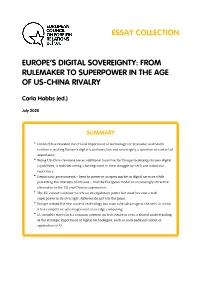 Europe's Digital Sovereignty: from Rulemaker to Superpower in the Age of US-China Rivalry