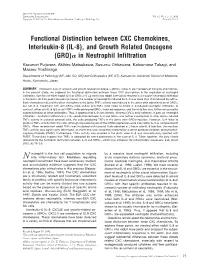 Functional Distinction Between CXC Chemokines, Interleukin-8