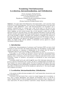 Localisation, Internationalisation, Globalisation