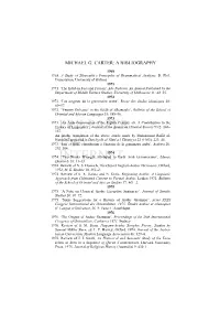 Michael G. Carter: a Bibliography