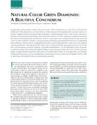 NATURAL-COLOR GREEN DIAMONDS: a BEAUTIFUL CONUNDRUM Christopher M
