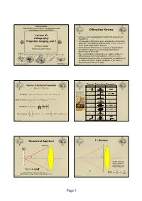 Page 1 Magnification/Reduction Numerical Aperture