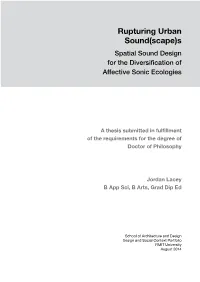 Rupturing Urban Sound(Scape)S Spatial Sound Design for the Diversification of Affective Sonic Ecologies